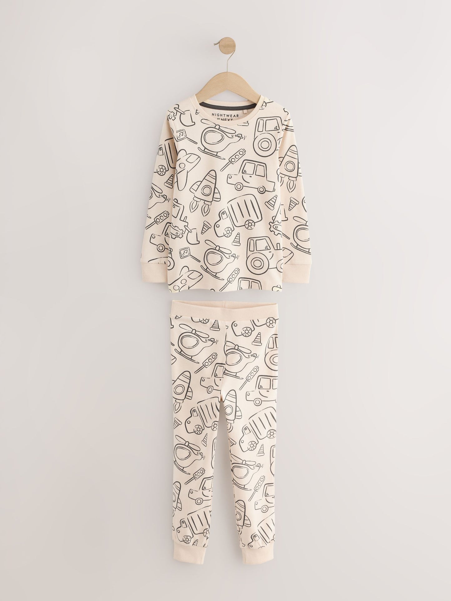 Brown/Cream Transport Mini Snuggle Pyjamas 3 Pack (9mths-10yrs) image 6
