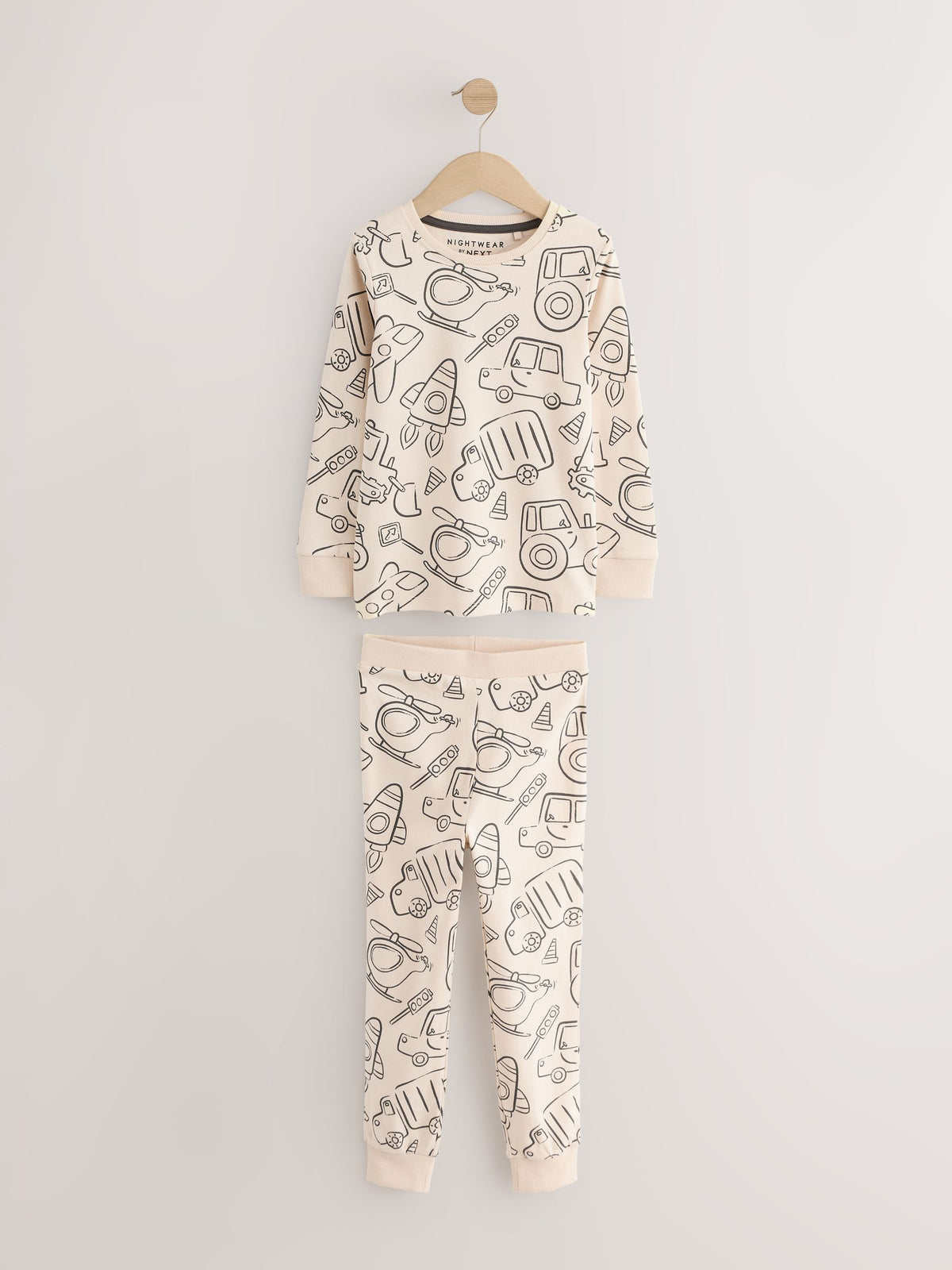 Brown/Cream Transport Snuggle Pyjamas 3 Pack (9mths-10yrs) - image 5