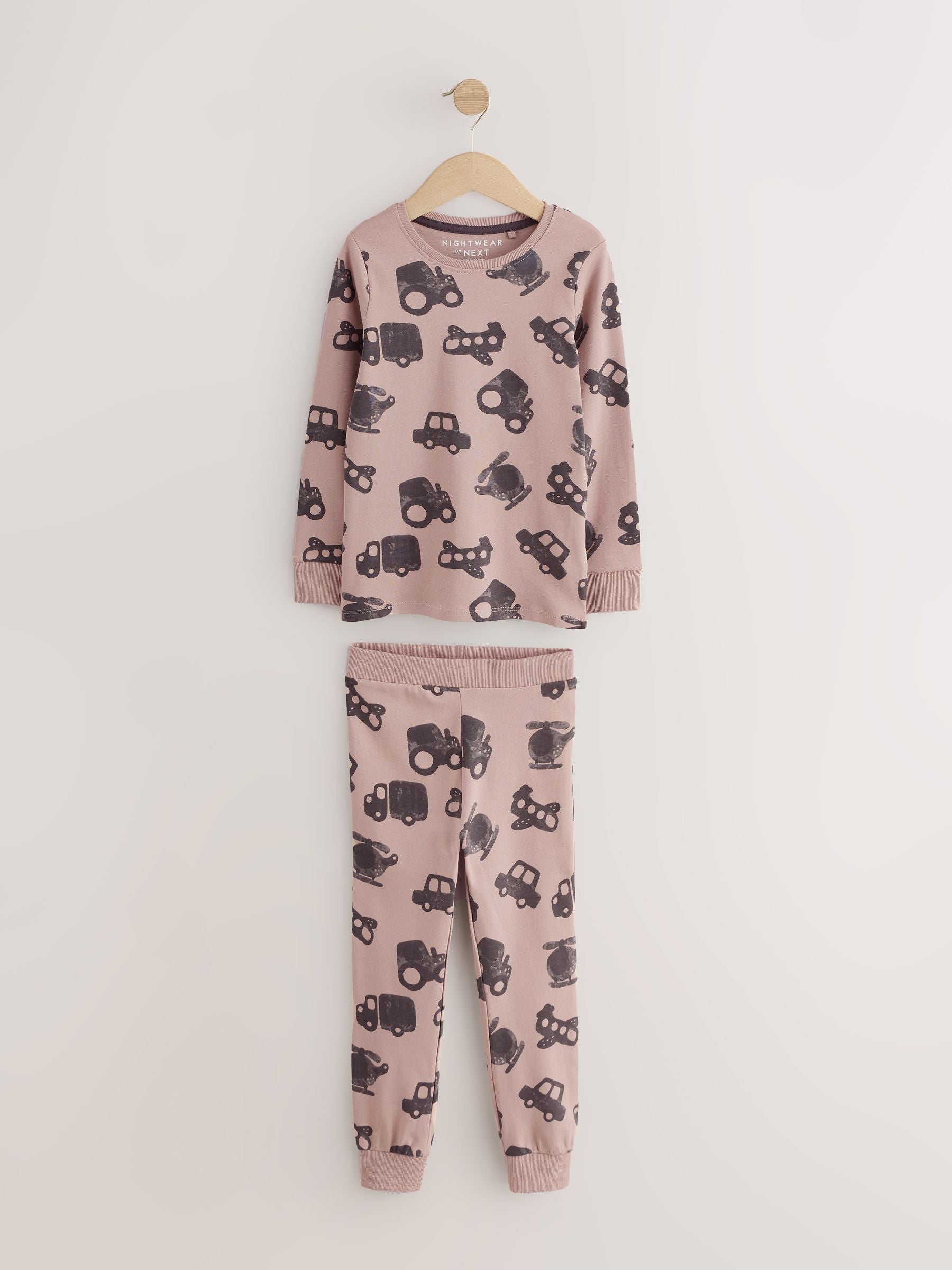 Brown/Cream Transport Mini Snuggle Pyjamas 3 Pack (9mths-10yrs) image 7