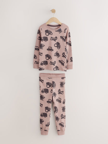Brown/Cream Transport Mini Snuggle Pyjamas 3 Pack (9mths-10yrs) image 7