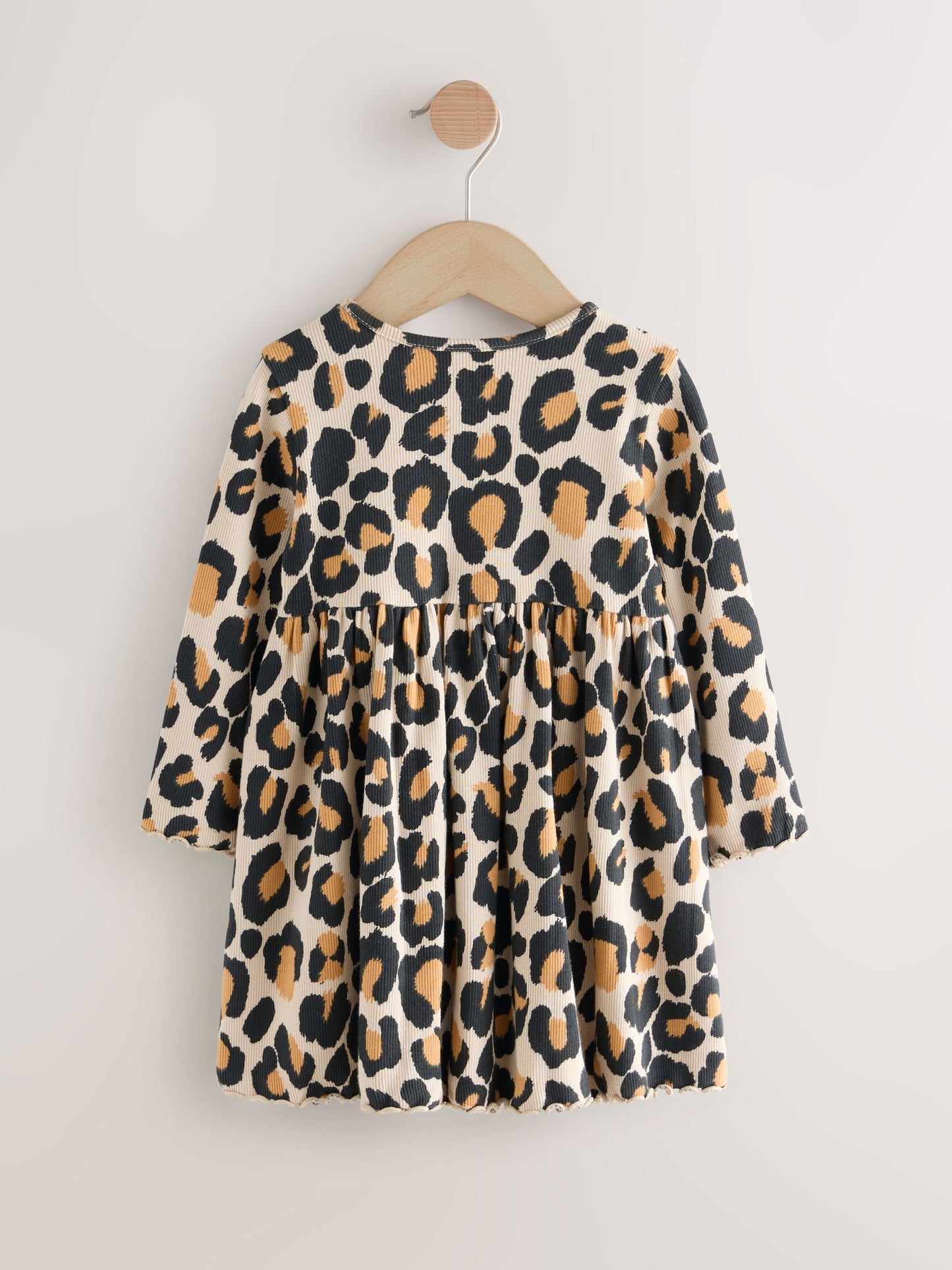 Animal Print Long Sleeve Ribbed Dress (3mths-7yrs)