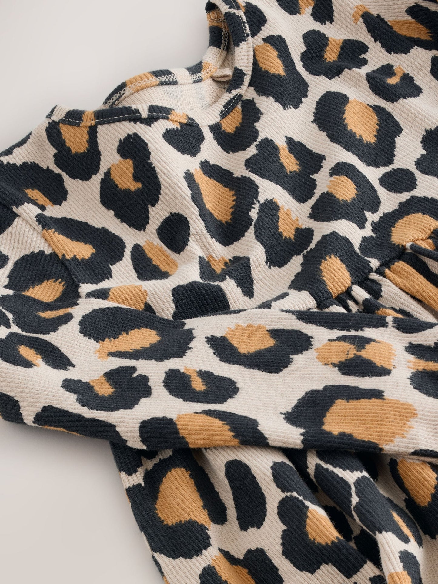 Animal Print Long Sleeve Ribbed Dress (3mths-7yrs)