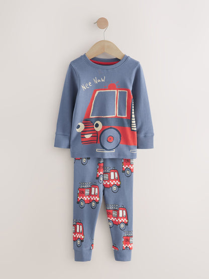Red/Blue Emergency Vehicle Mini Snuggle Pyjamas 3 Pack (9mths-10yrs)