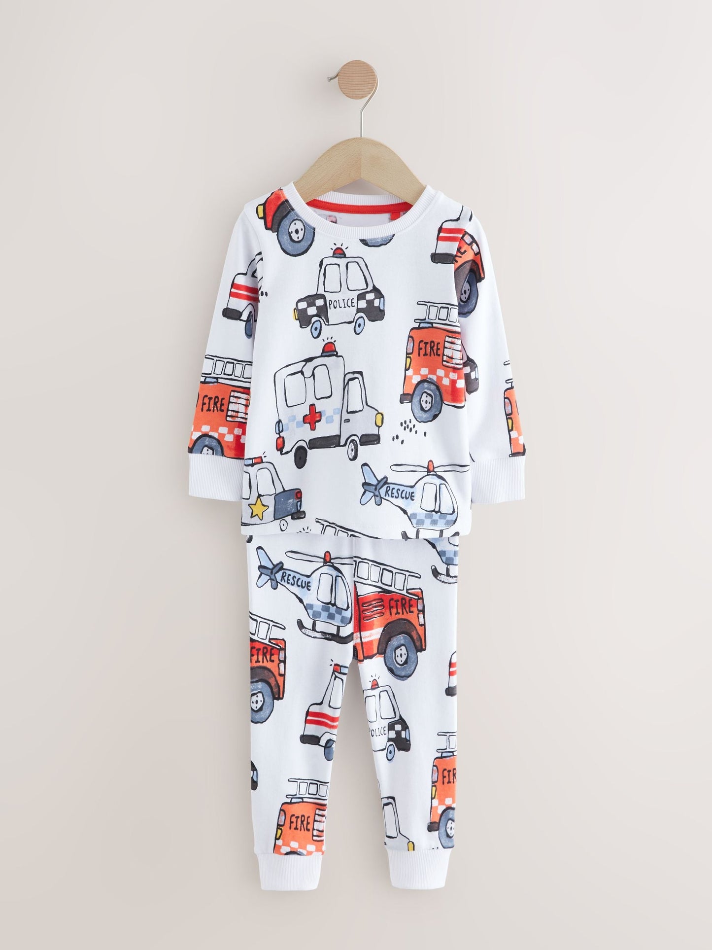 Red/Blue Emergency Vehicle Mini Snuggle Pyjamas 3 Pack (9mths-10yrs)