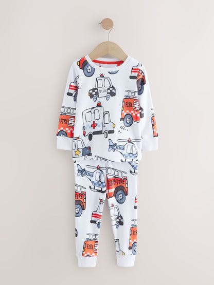 Red/Blue Emergency Vehicle Mini Snuggle Pyjamas 3 Pack (9mths-10yrs)
