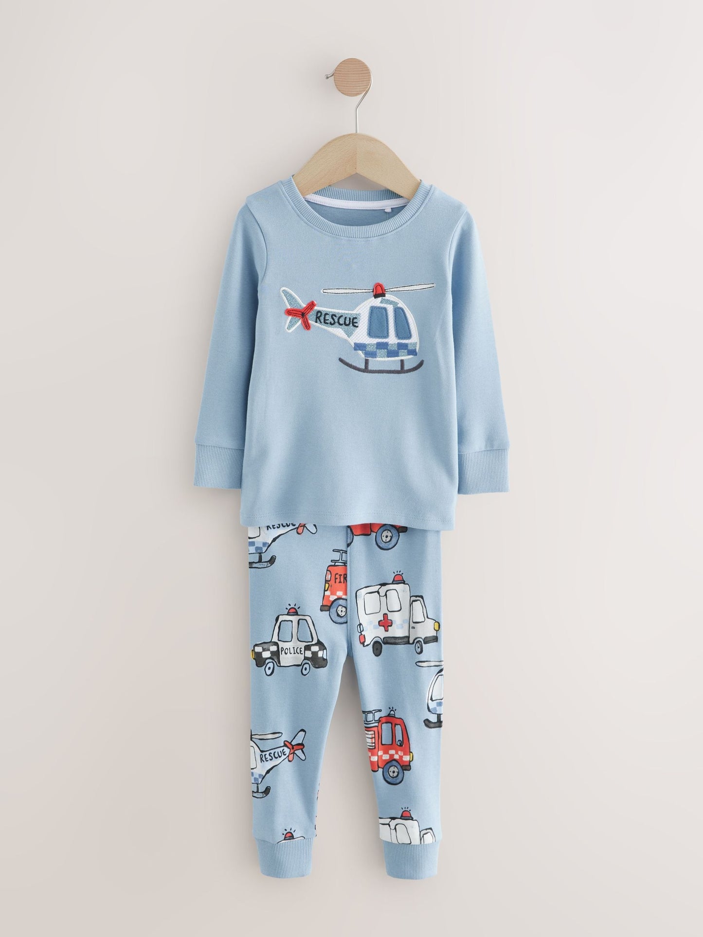 Red/Blue Emergency Vehicle Mini Snuggle Pyjamas 3 Pack (9mths-10yrs)