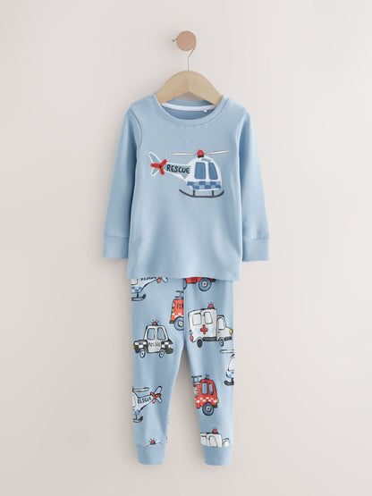 Red/Blue Emergency Vehicle Mini Snuggle Pyjamas 3 Pack (9mths-10yrs)