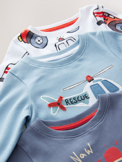 Red/Blue Emergency Vehicle Mini Snuggle Pyjamas 3 Pack (9mths-10yrs)