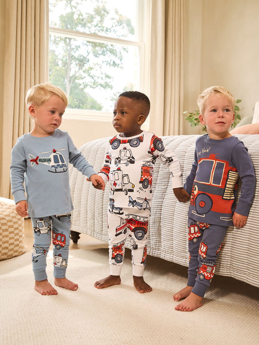 Red/Blue Emergency Vehicle Mini Snuggle Pyjamas 3 Pack (9mths-10yrs)