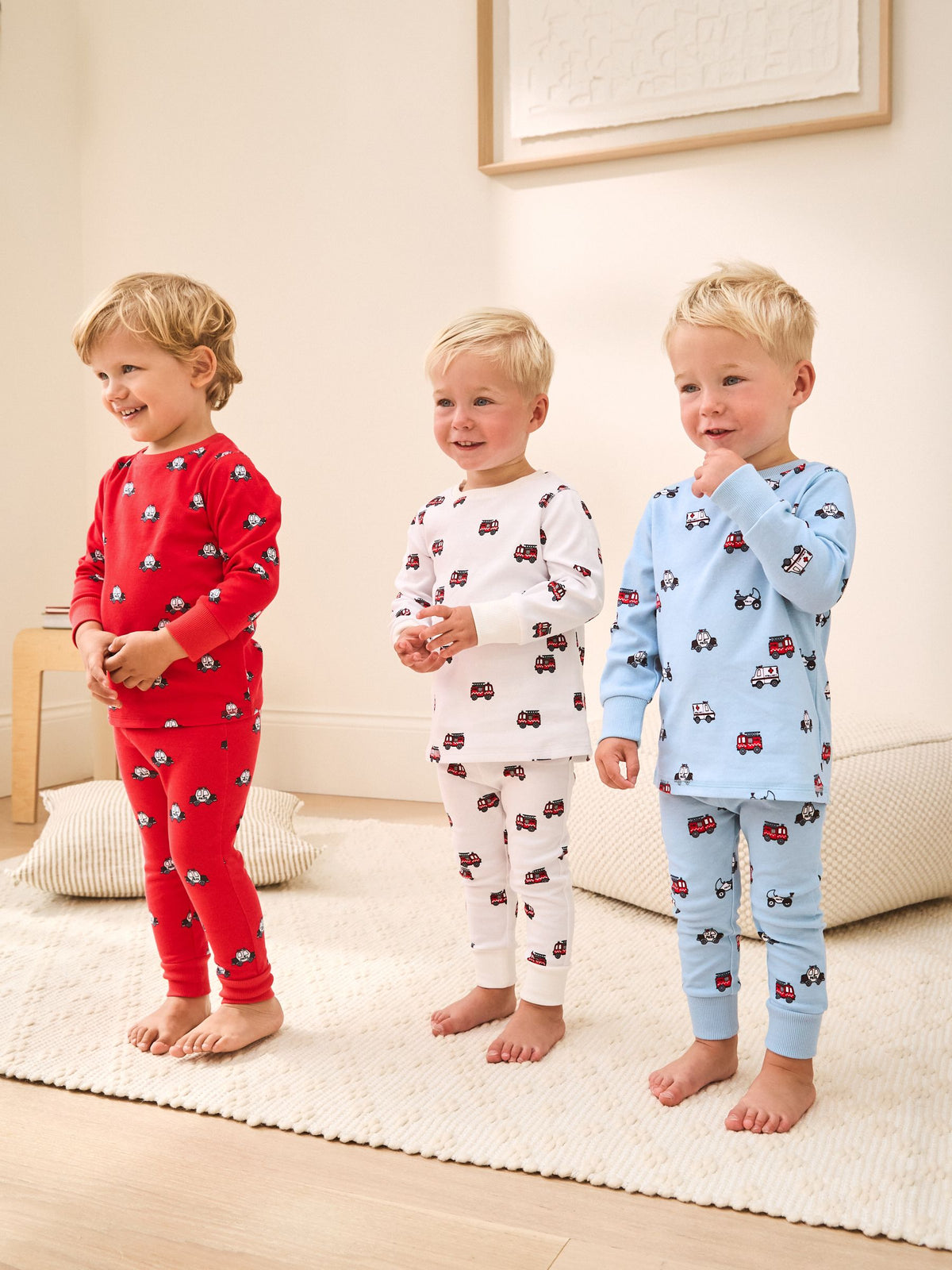 Dark Red/Blue Emergency Vehicle Snuggle Pyjamas 3 Pack (9mths-10yrs) - image 2