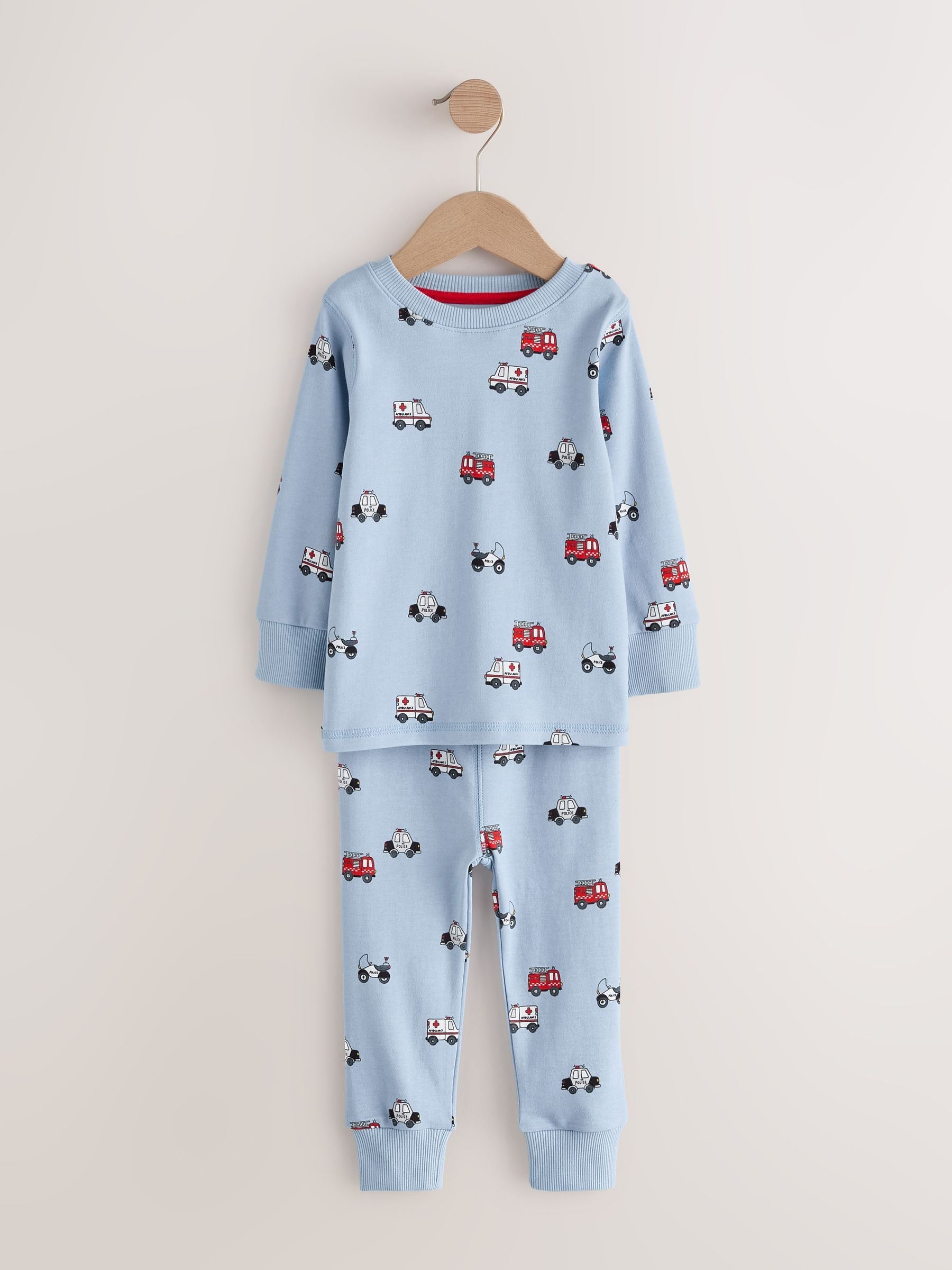 Dark Red/Blue Emergency Vehicle Mini Snuggle Pyjamas 3 Pack (9mths-10yrs) image 4