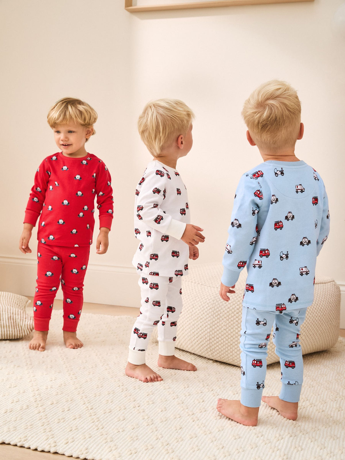 Dark Red/Blue Emergency Vehicle Snuggle Pyjamas 3 Pack (9mths-10yrs) - image 3