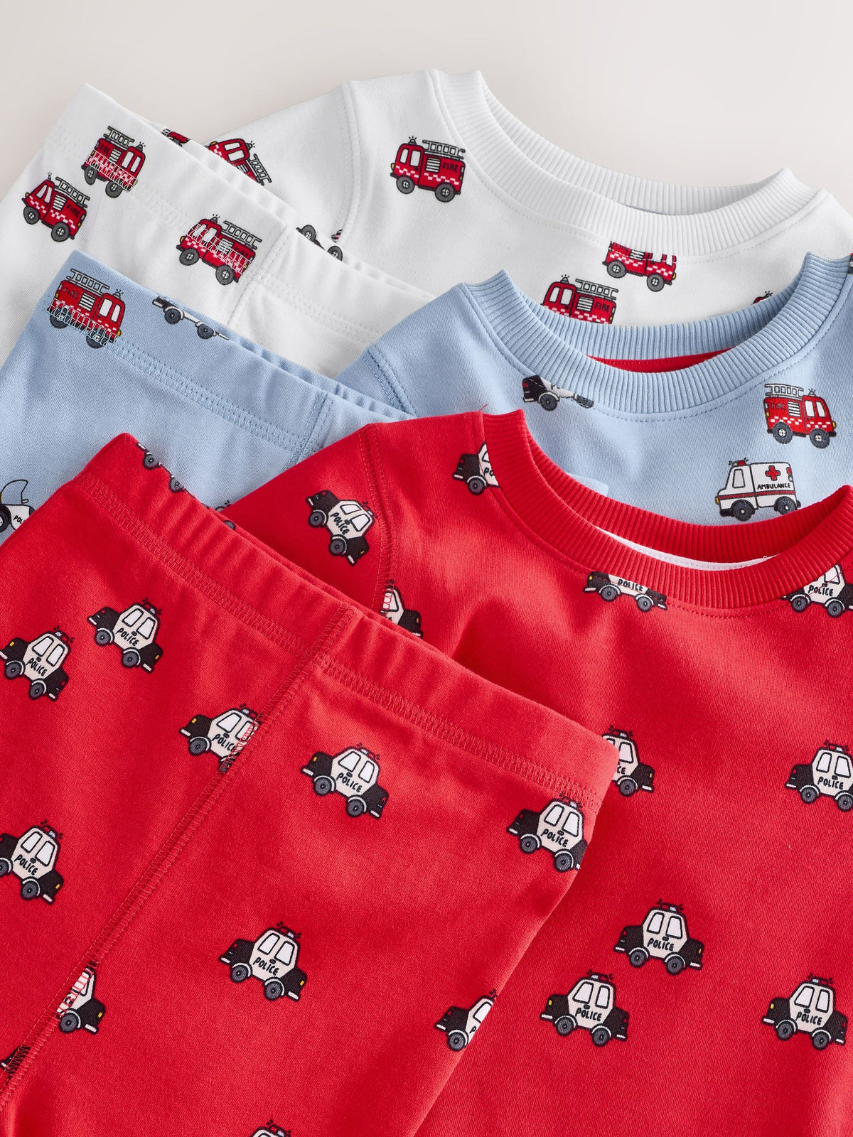Dark Red/Blue Emergency Vehicle Snuggle Pyjamas 3 Pack (9mths-10yrs) - image 9