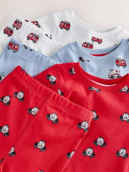 Dark Red/Blue Emergency Vehicle Snuggle Pyjamas 3 Pack (9mths-10yrs) - image 9