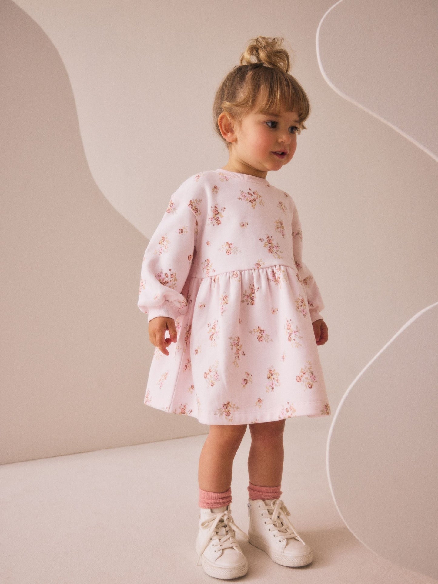 Cream Floral Sweat Dress (3mths-7yrs)