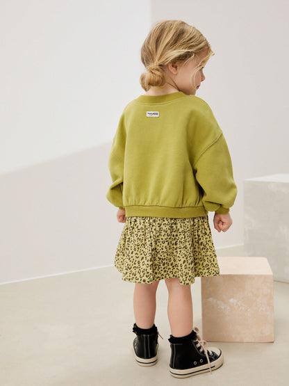 Green Carrot Mesh Skirt Sweat Dress (3mths-7yrs)