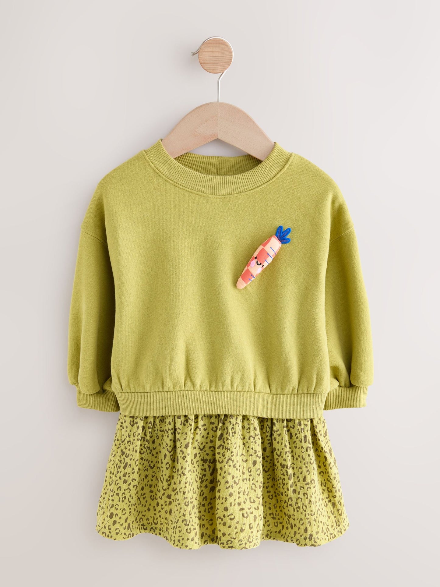 Green Carrot Mesh Skirt Sweat Dress (3mths-7yrs)
