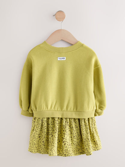 Green Carrot Mesh Skirt Sweat Dress (3mths-7yrs)