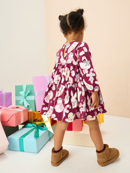 Red Christmas Long Sleeve Tiered Dress (3mths-7yrs)