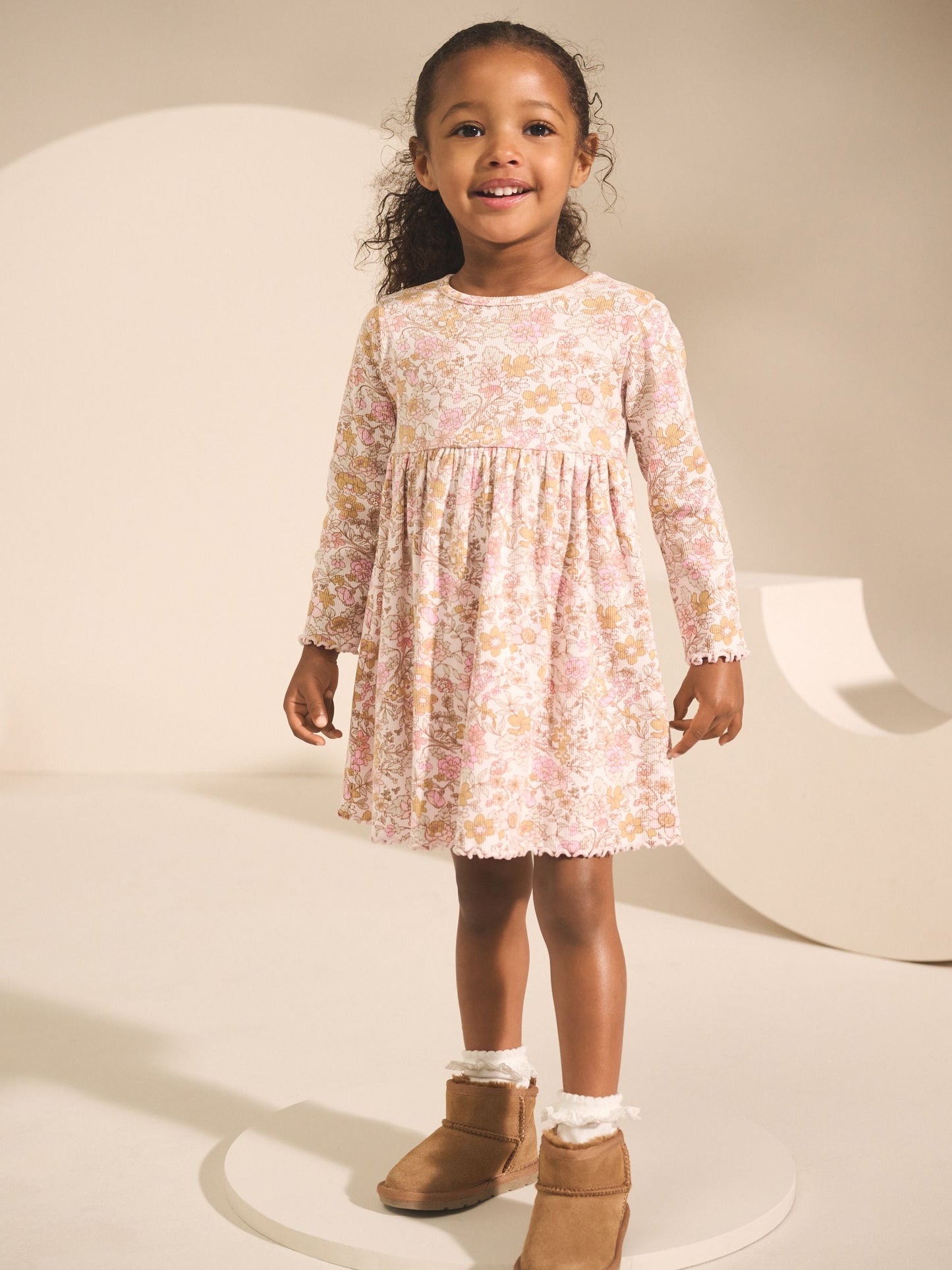 Floral Long Sleeve Ribbed Dress (3mths-7yrs) image 3