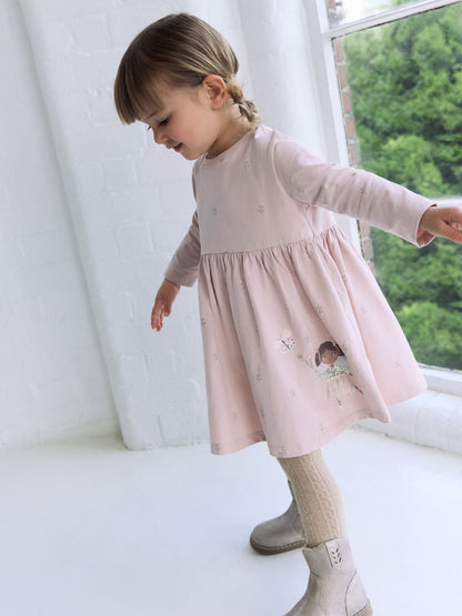 Pink Fairy Long Sleeve Embellished Dress (3mths-7yrs)