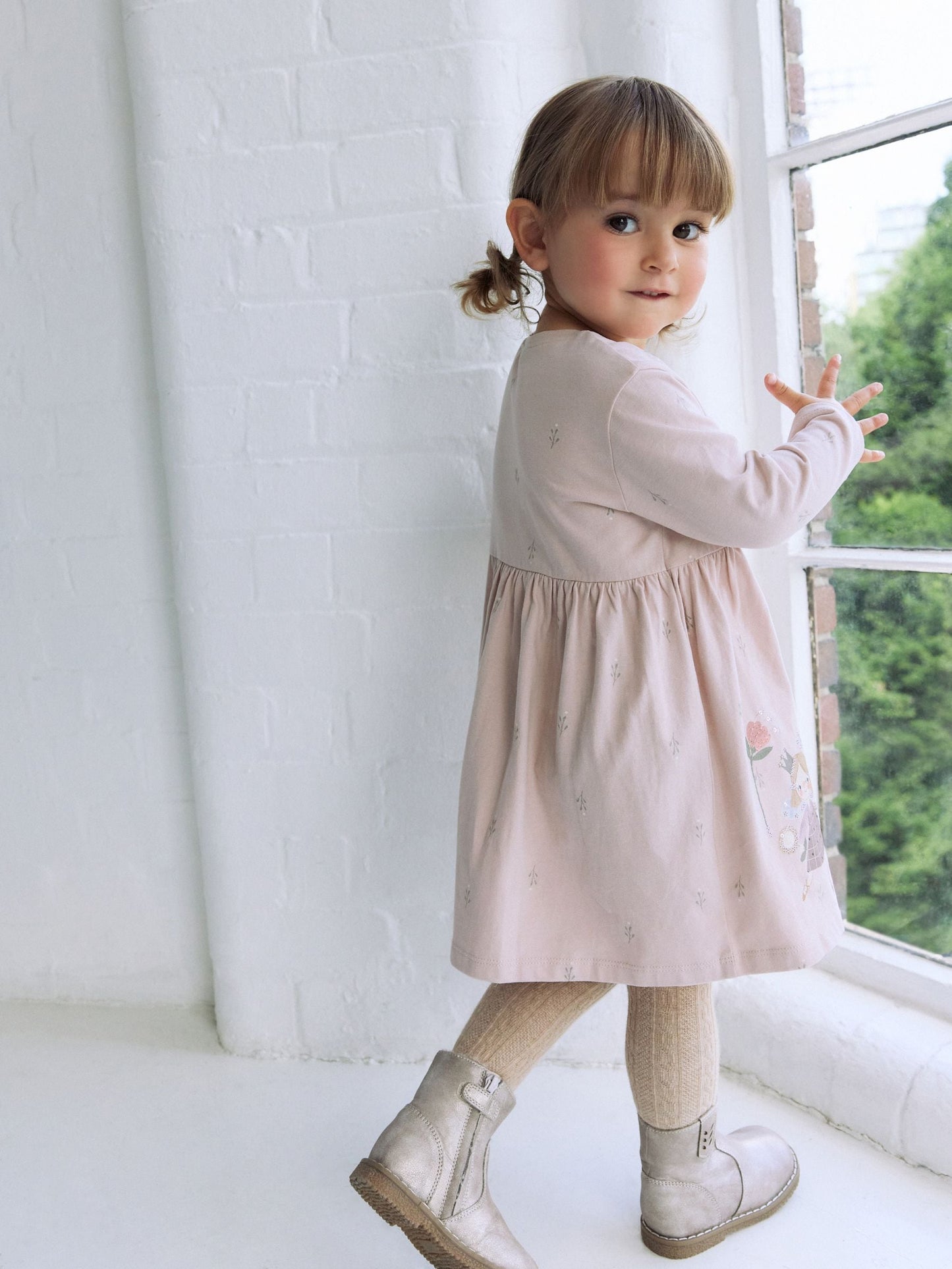 Pink Fairy Long Sleeve Embellished Dress (3mths-7yrs)
