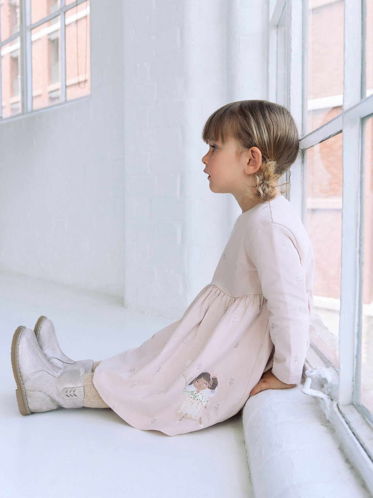 Pink Fairy Long Sleeve Embellished Dress (3mths-7yrs)