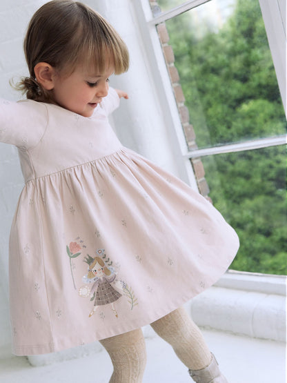 Pink Fairy Long Sleeve Embellished Dress (3mths-7yrs)