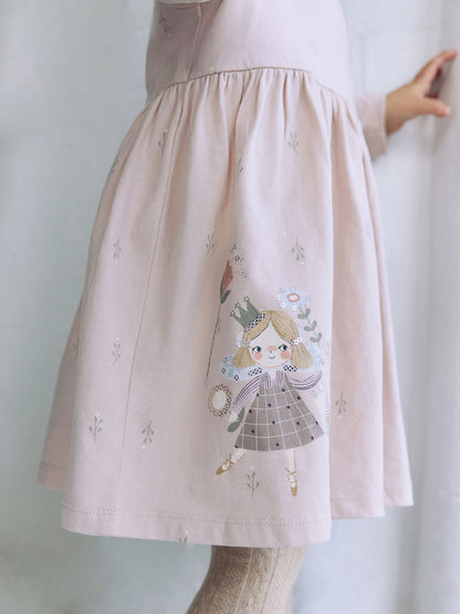Pink Fairy Long Sleeve Embellished Dress (3mths-7yrs)