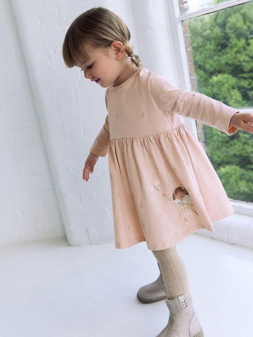 Pink Fairy Long Sleeve Embellished Dress (3mths-7yrs) image 1