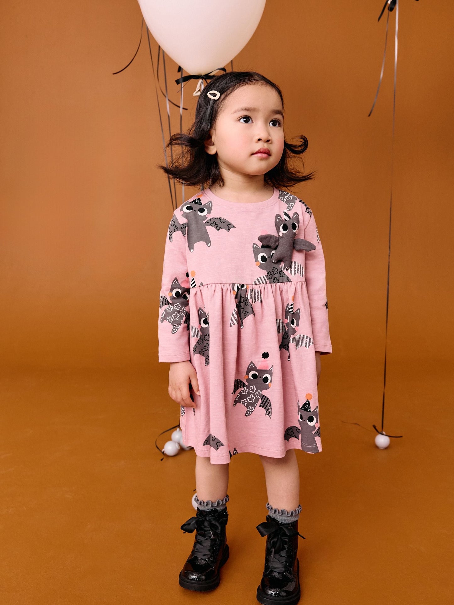 Pink Halloween Long Sleeve Embellished Dress (3mths-7yrs)