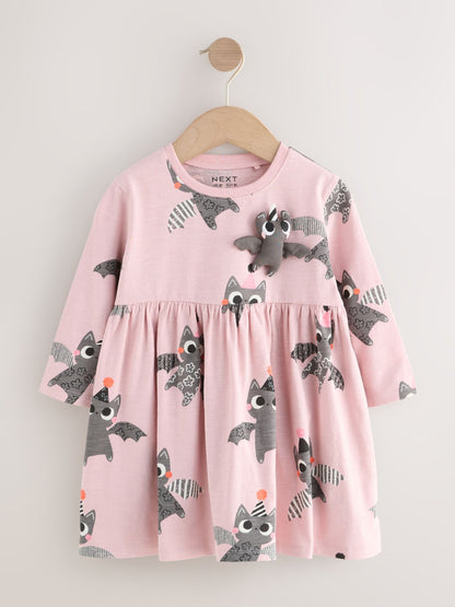 Pink Halloween Long Sleeve Embellished Dress (3mths-7yrs)