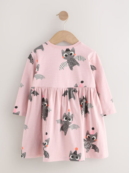 Pink Halloween Long Sleeve Embellished Dress (3mths-7yrs)