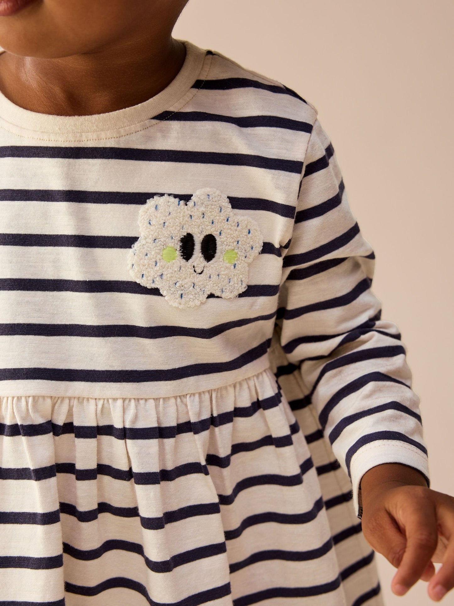 Rainbow Stripe Long Sleeve Embellished Dress (3mths-7yrs)