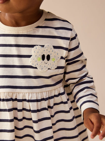 Rainbow Stripe Long Sleeve Embellished Dress (3mths-7yrs)