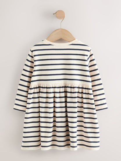 Rainbow Stripe Long Sleeve Embellished Dress (3mths-7yrs)