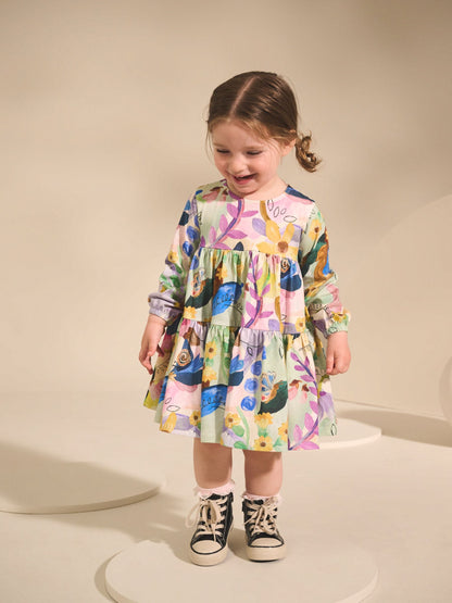 Bright Floral Long Sleeve Tiered Dress (3mths-7yrs)