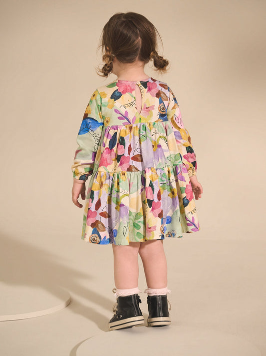 Bright Floral Long Sleeve Tiered Dress (3mths-7yrs)