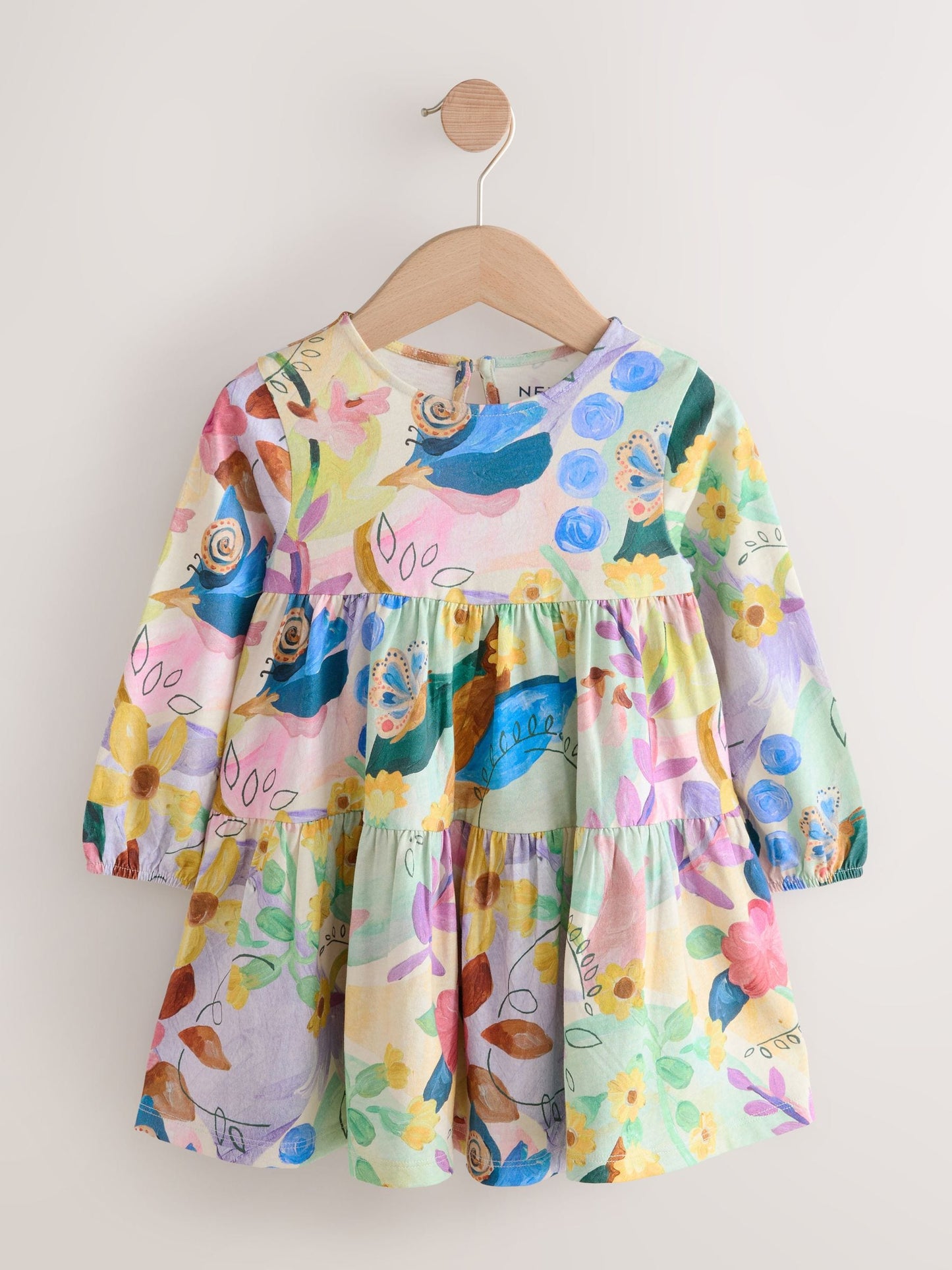 Bright Floral Long Sleeve Tiered Dress (3mths-7yrs)