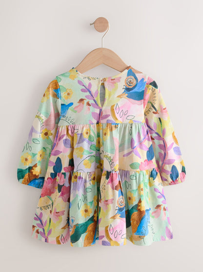 Bright Floral Long Sleeve Tiered Dress (3mths-7yrs)