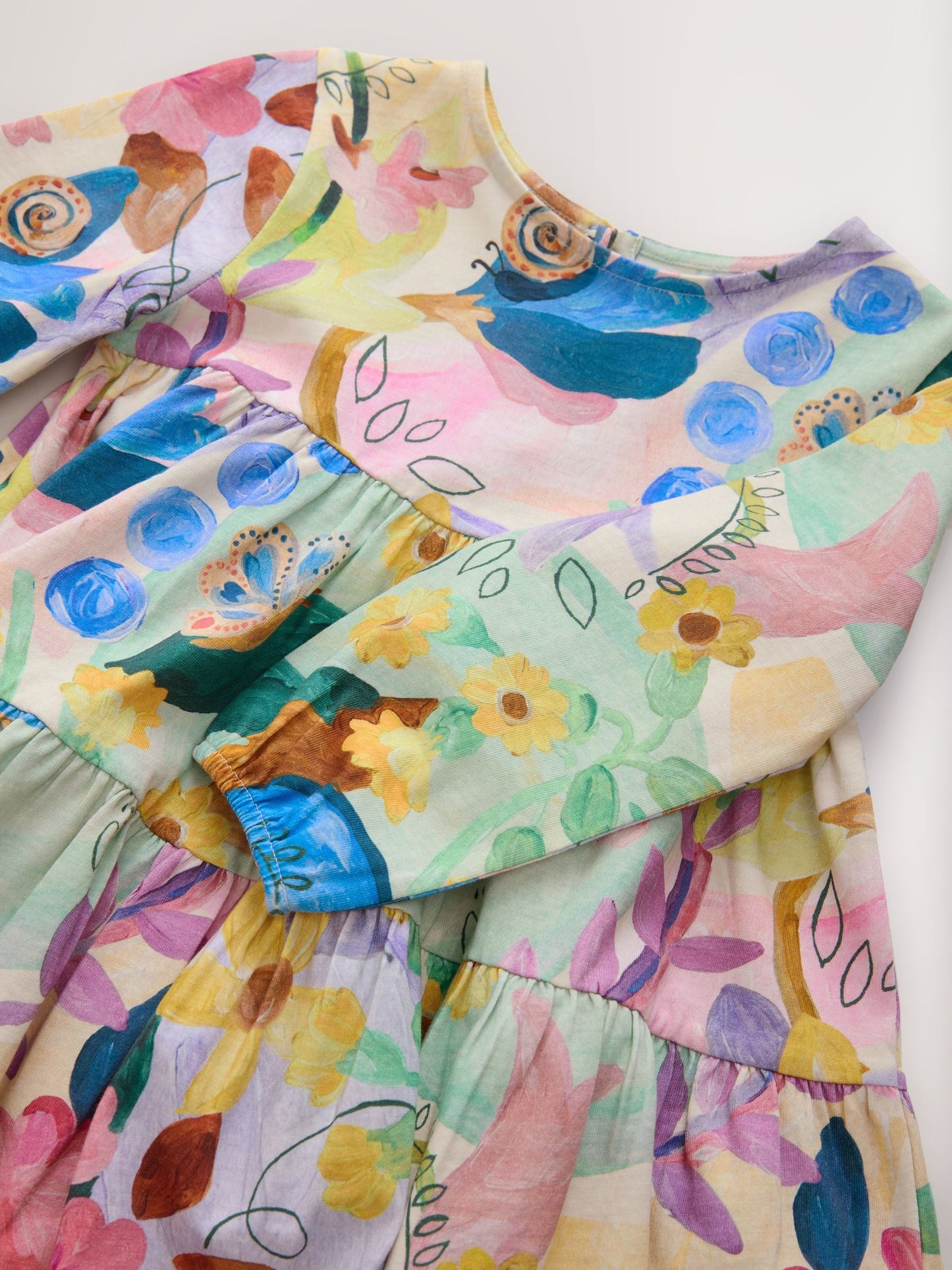 Bright Floral Long Sleeve Tiered Dress (3mths-7yrs)