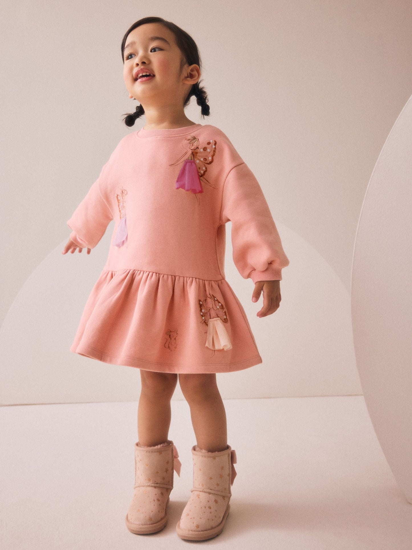 Pink Fairy Dropped Waist Sweat Dress (3mths-7yrs)