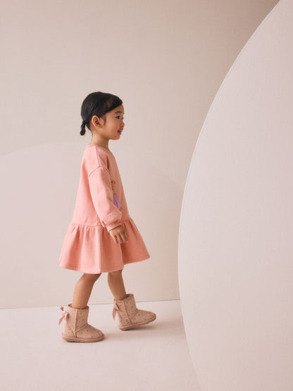 Pink Fairy Dropped Waist Sweat Dress (3mths-7yrs)