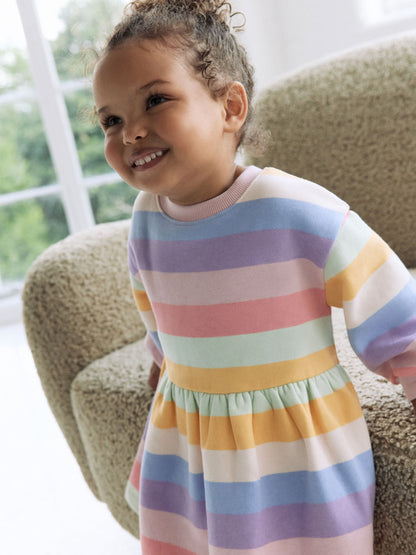 Rainbow Striped Sweat Dress (3mths-7yrs) image 2