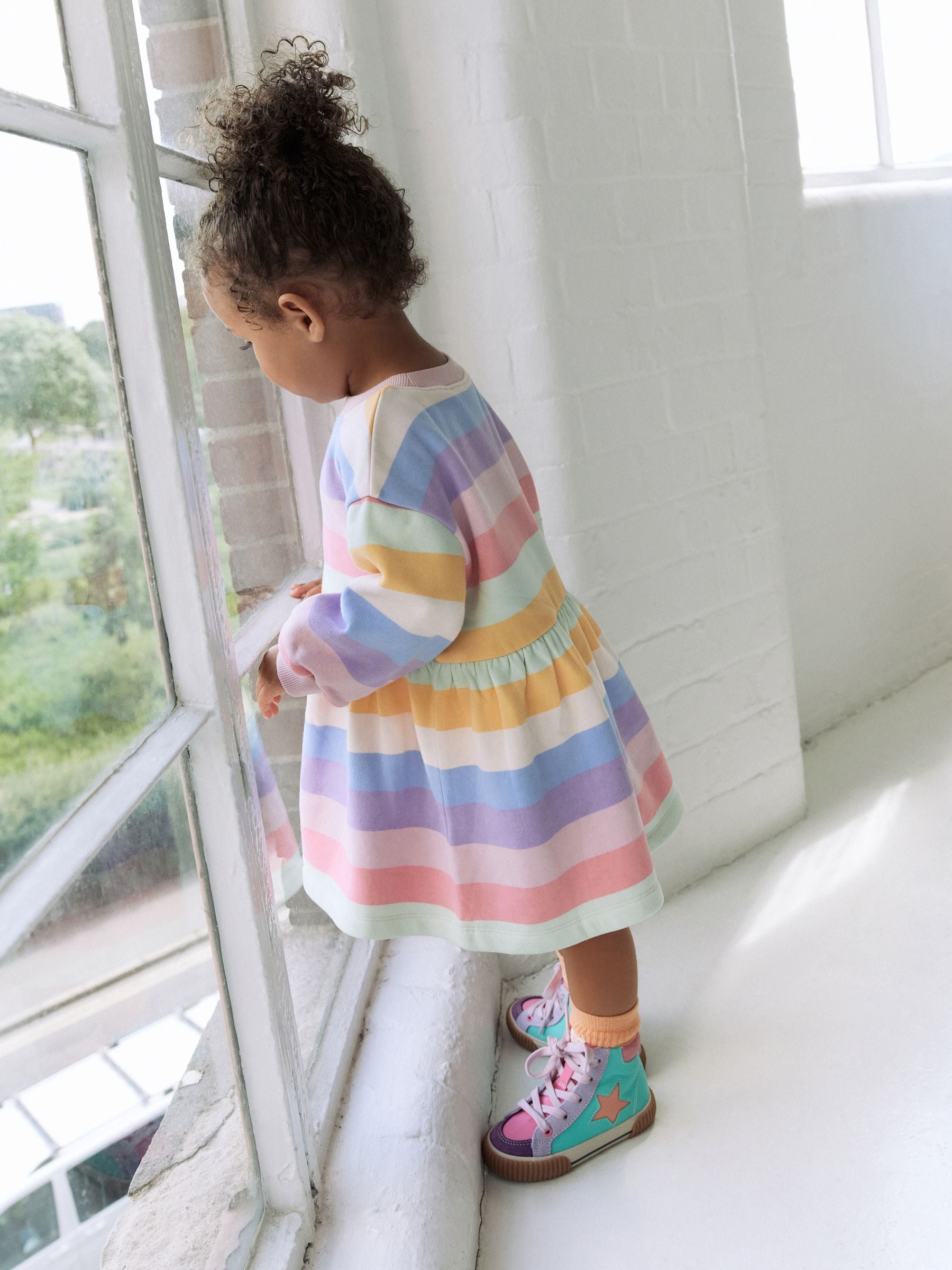 Rainbow Striped Sweat Dress (3mths-7yrs) image 4