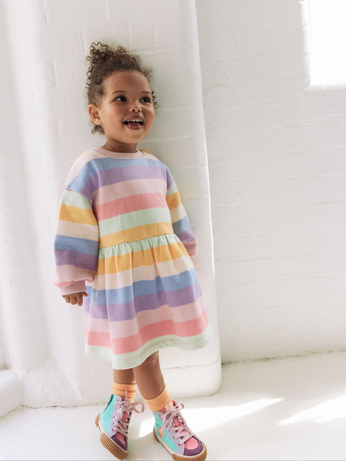 Dsiney Kidz - Rainbow Striped Sweat Dress (3mths-7yrs) image 1
