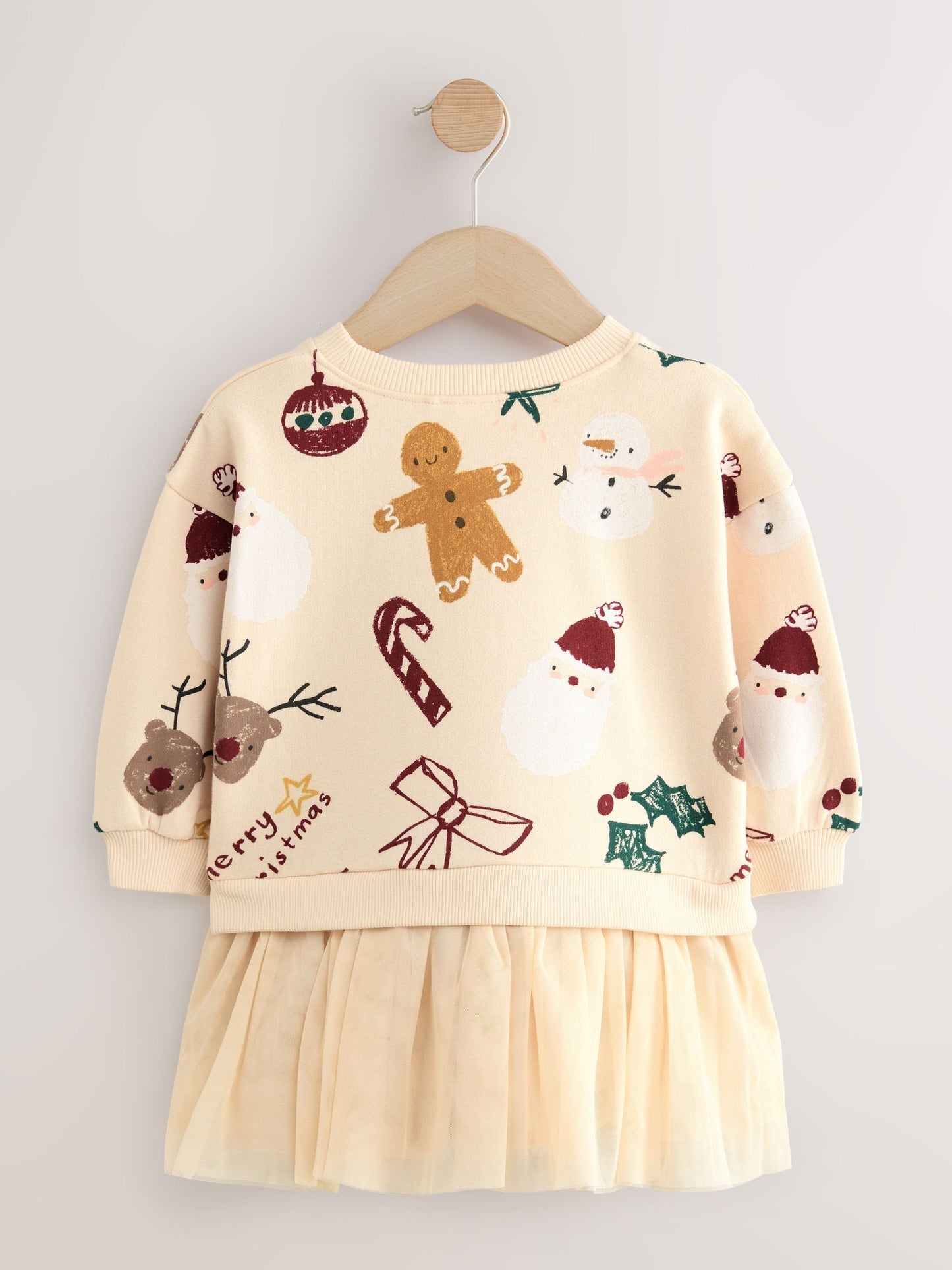 Neutral Christmas Sweat Party Dress (3mths-7yrs)