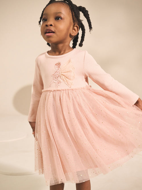 Pink Fairy Long Sleeve Mesh Party Dress (3mths-7yrs) image 1