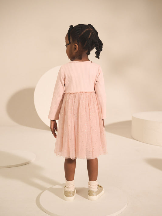 Pink Fairy Long Sleeve Mesh Party Dress (3mths-7yrs) image 2