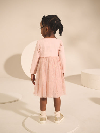 Pink Fairy Long Sleeve Mesh Party Dress (3mths-7yrs)